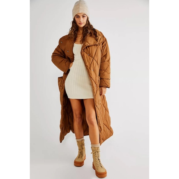 Free People Jackets & Blazers - We The Free Joanna Maxi Puffer Jacket in Brown